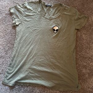 Brandy Melville Olive Alien Patch Tee